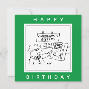 Action Gnome im Gartencenter Cartoon Karte