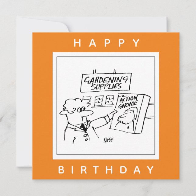 Action Gnome im Gartencenter Cartoon Karte (Vorderseite)