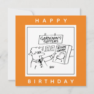 Action Gnome im Gartencenter Cartoon Karte