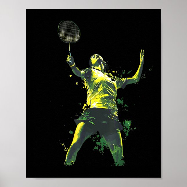 Action-packed Woman Playing Badminton  Poster (Vorne)