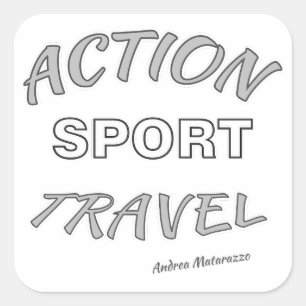 Action Sport Travel Quadratischer Aufkleber