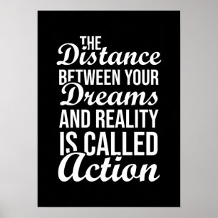 Action vs Dreams and Reality, Gym, Hustle Success Poster