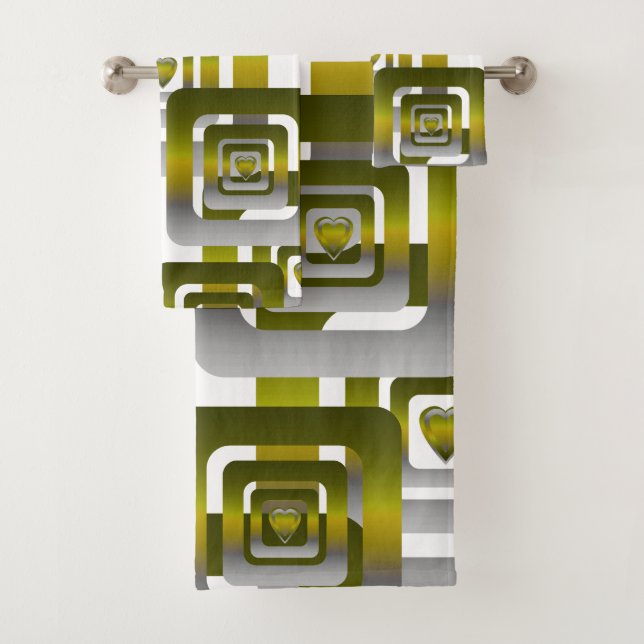 Activate My Heart Pattern Silver Badhandtuch Set (Insitu)