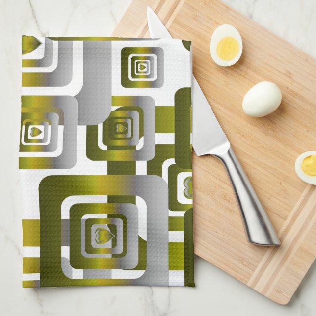 Activate My Heart Pattern Silver Geschirrtuch (Viertel Falte)