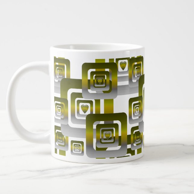 Activate My Heart Pattern Silver Jumbo-Tasse (Links)