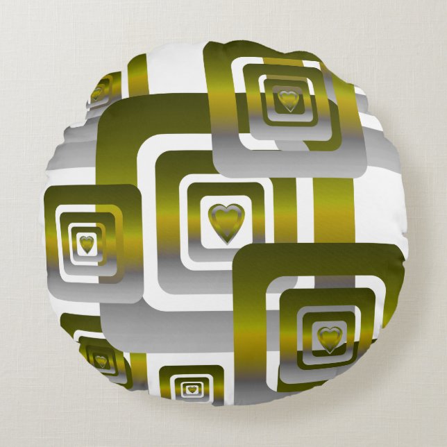 Activate My Heart Pattern Silver Rundes Kissen (Vorderseite)