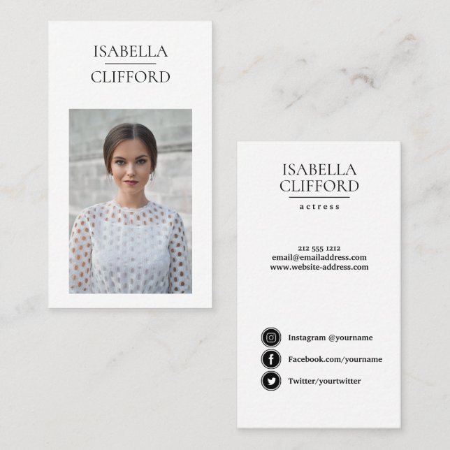 Actor Dancer Model Vertical Foto Social Media Visitenkarte (Vorne/Hinten)