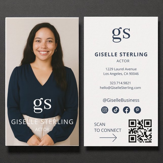 Actor Foto Social Media QR Code Modern Visitenkarte (Von Creator hochgeladen)