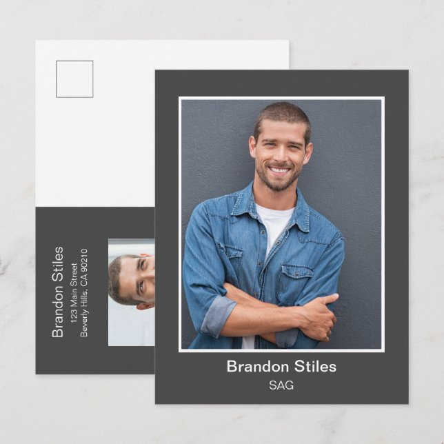 Actor Headshot Photo Postcard Postkarte (Vorne/Hinten)