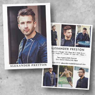 Actor Model Comp Card Zed Card 7 Foto 5.12x18.5 Einladung