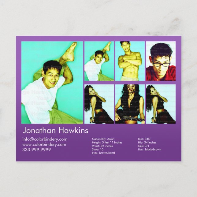 Actor & Model Violet Headshot Comp Postkarte (Vorderseite)