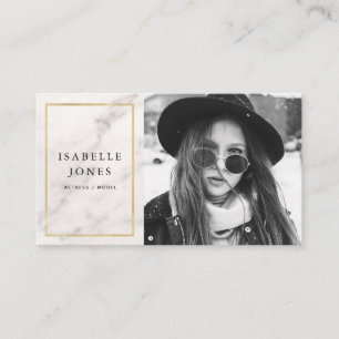 Actor Model White Marble Foto Business Card Visitenkarte