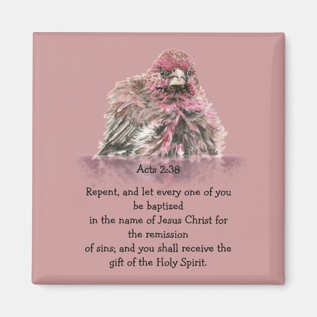 Acts 2:38 Baptism Scripture Verse Bird in Water Magnet (Vorne)