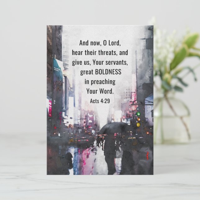 Acts 4:29 Lord Give Great Boldness Bible Flat Card (Stehend Vorderseite)