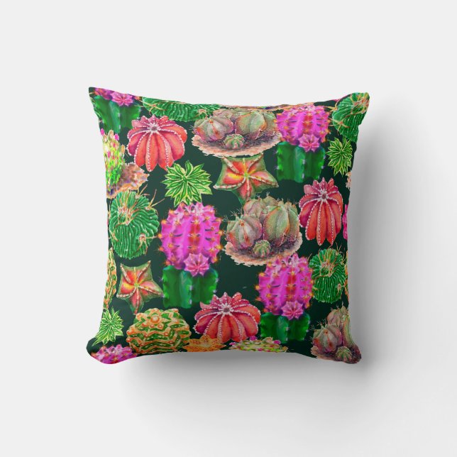 ?actus nahtlos floral pattern background, wallpap kissen (Vorderseite)