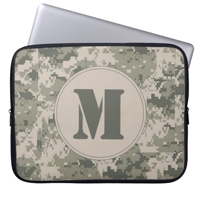 ACU Camouflage Camouflage Digit Monogramm 15" Note Laptopschutzhülle (Vorderseite)