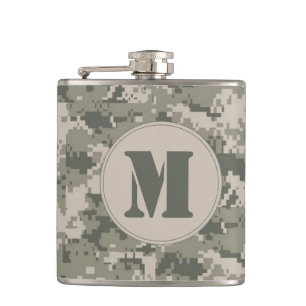ACU Camouflage Camouflage Digital Monogram Whiskey Flachmann