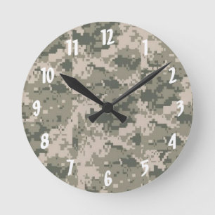 ACU Camouflage Camouflage Digital Patterns Wall Cl Runde Wanduhr