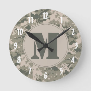 ACU Camouflage Camouflage Monogramm erste Wandklem Runde Wanduhr