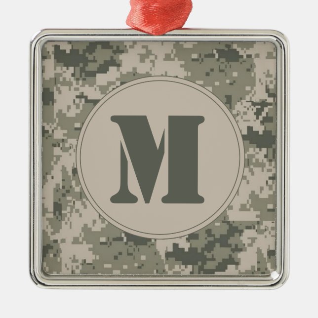 ACU Camouflage Camouflage Monogramm Erstmaliges Or Ornament Aus Metall (Vorne)