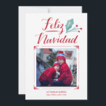 Acuarela y La Caligrafía | Feliz Navidad Feiertagskarte<br><div class="desc">Betrugla acuarela y La caligrafía hecha Tarjeta de Navidad ein mano y UNO lugar Para una foto</div>