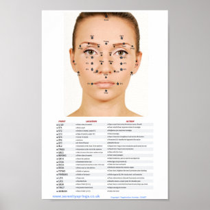 Acupressure-Gesichtsbehandlungs-Punkte Poster