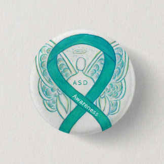 Acute Stress Disease Awareness Ribbon Angel Button