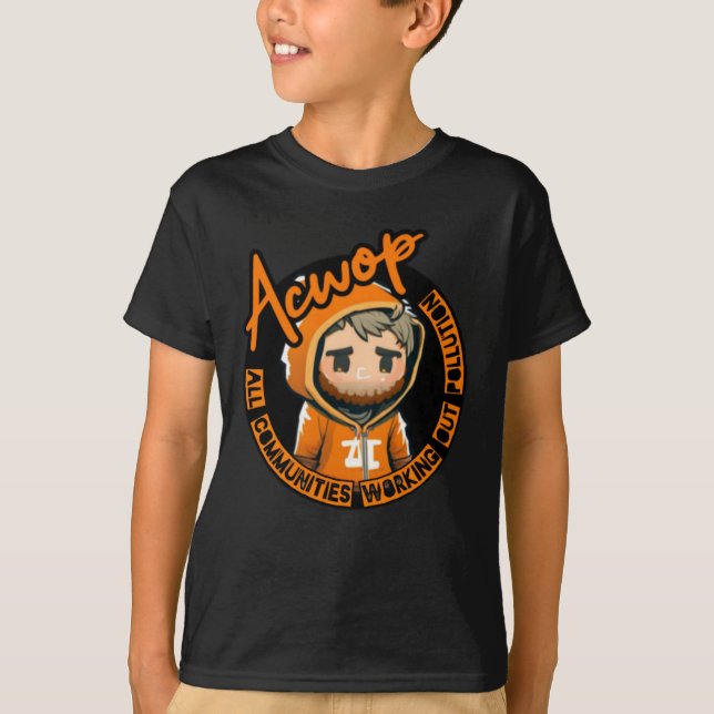 Acwop Kids T - Shirt Schwarz/Orange (Vorderseite)