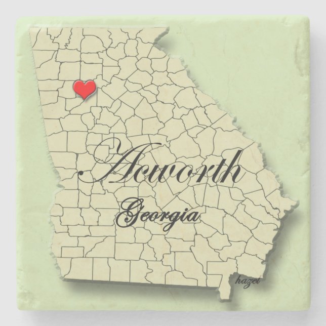 Acworth, Georgia, Map, Untersetzer (Vorderseite)