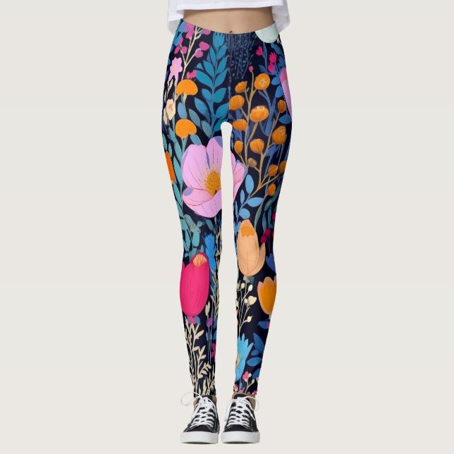 AD 002 - Digitales Muster für Blumen Leggings (Vorderseite)