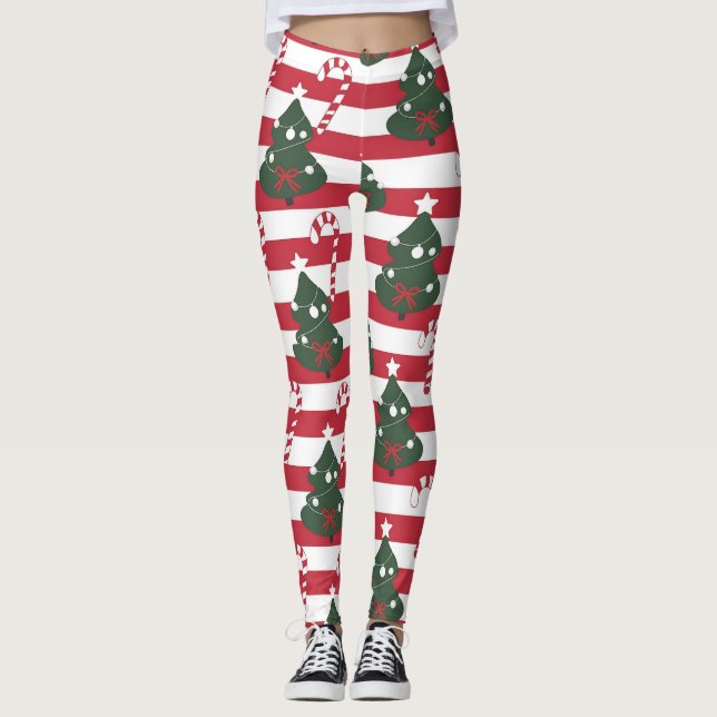 AD 003 - Digitales Weihnachtsmuster Leggings (Vorderseite)