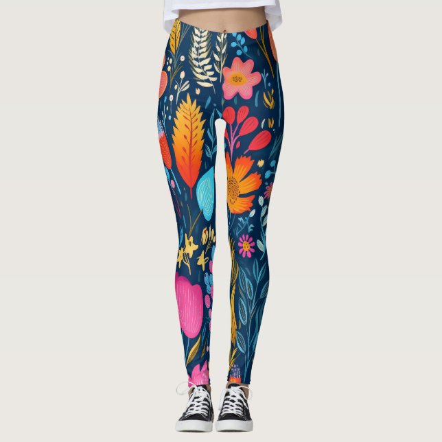 AD 010 - Digitales Muster für Blumen Leggings (Vorderseite)