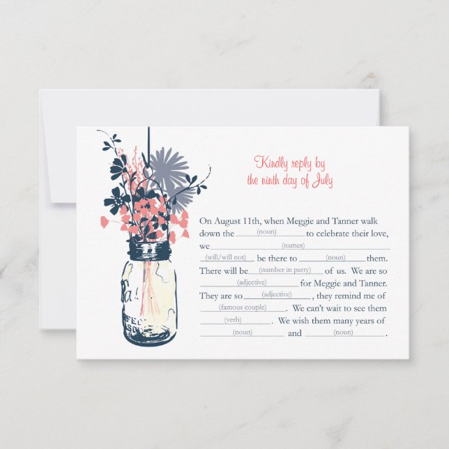 AD LIB RSVP Card Wilde Blume & Mason Jar Karte (Vorderseite)