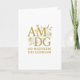 Ad Majorem Dei Gloriam Gold Floral Monogram Karte