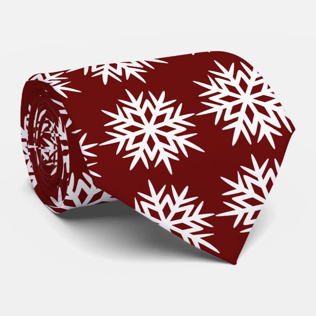 Ad Man Snowflake Foulard Burgundy zweiseitig Krawatte (Gerollt)