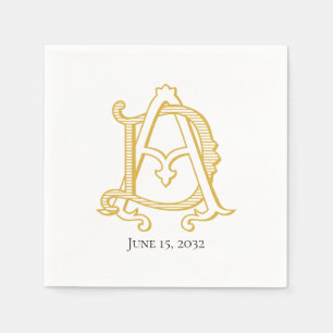 AD oder DA monogramm antik Vintag in gold-Napkins Serviette