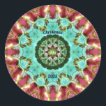 ADA ~ CHRISTMAS 2025 ~ WOW! Red Green Gold Runder Aufkleber<br><div class="desc">Das ist ein buntes Kaleidoskop-Muster,  aus Rot-,  Grün- und Goldtönen. Es ist 3D.</div>