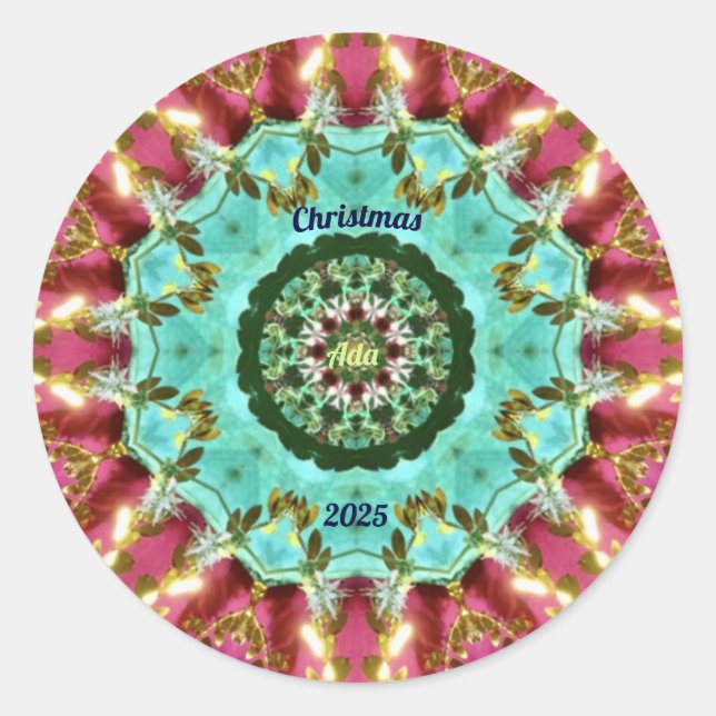 ADA ~ CHRISTMAS 2025 ~ WOW! Red Green Gold Runder Aufkleber (Vorderseite)