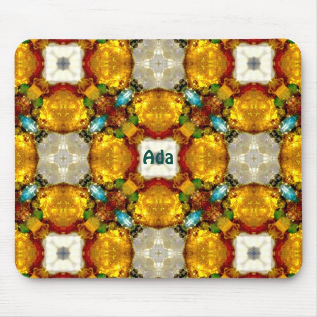 ADA ~ Golden Gems Muster ~ Personalisiert ~ Mousepad (Vorne)