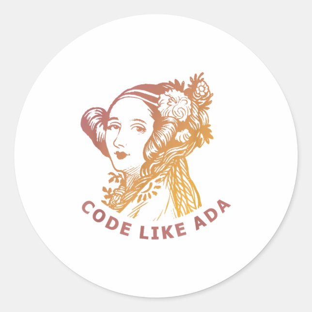 Ada Lovelace Dawn Gradient Code Like Ada  Runder Aufkleber (Vorderseite)