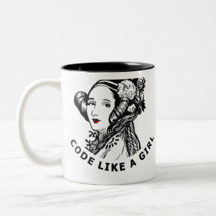 Ada Lovelace T - Shirt Code wie ein Mädchen Zweifarbige Tasse