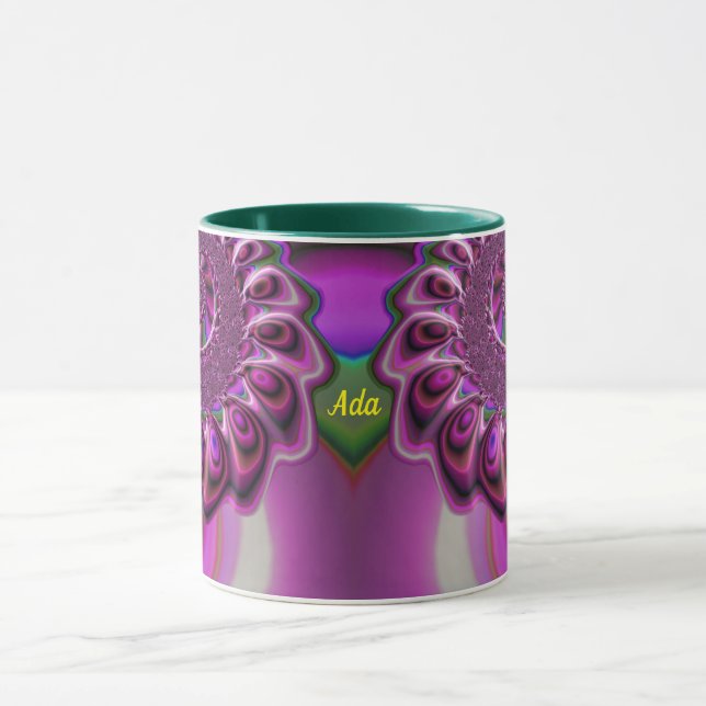 ADA ~ Zany 3D Fraktal ~ Lila rosa grün Tasse (Zentrum)