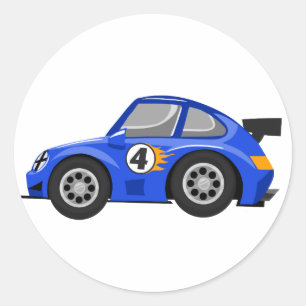 Adable Blue Rennwagen - Wählen Sie die Hintergrun Runder Aufkleber