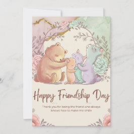 Adable Friendship Day Card - Niedliche Aquarellbah Dankeskarte