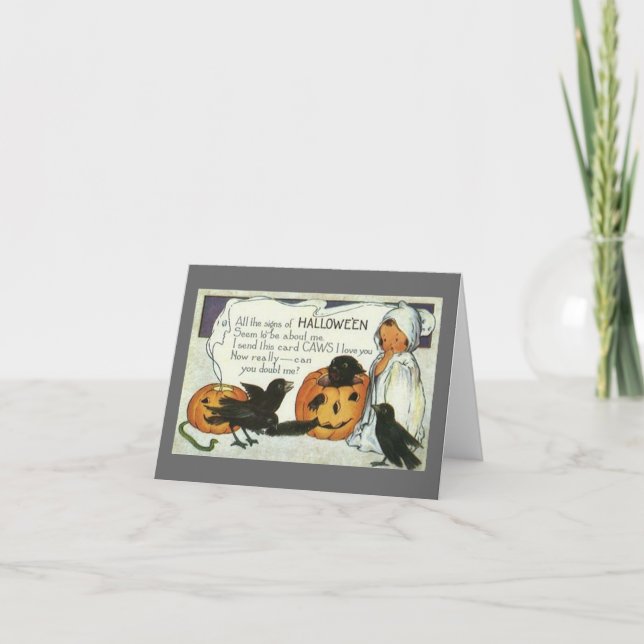 Adable Ghost Vintage Halloween-Note-Karte Karte (Vorderseite)