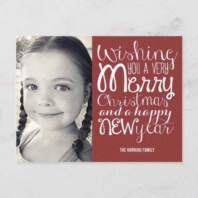 Adable Message Christmas Foto Card Postkarte (Vorderseite)