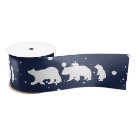 Adable Polar Bären Familie Weihnachten Blau Satinband