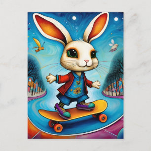 Adable Skateboarding Rabbit Postkarte