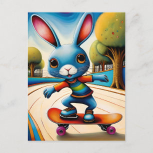 Adable Skateboarding Rabbit Postkarte