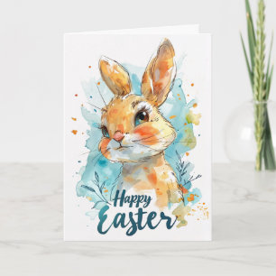 Adable Watercolor Bunny Ostercard Karte